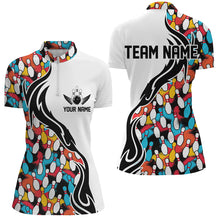 Load image into Gallery viewer, Colorful Bowling Pins Custom Ladies Bowling Polo Shirts, Flame Bowling Outfits For Bowlers IPHW6951
