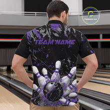 Load image into Gallery viewer, Custom Black And Purple Splatter Camo Bowling Team Quarter-Zip Shirts For Men IPHW10798