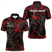 Load image into Gallery viewer, Custom Black And Red Camo Flame Bowling Team Polo Shirts For Men, Bowling Tournament Shirt IPHW8622