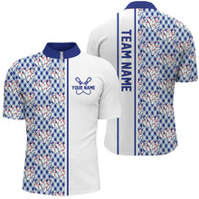Load image into Gallery viewer, Blue Argyle Custom Bowling Polo Shirts For Men And Women, Custom Bowling Uniforms IPHW6965