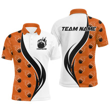 Load image into Gallery viewer, Custom Flame Bowling Polo Shirts For Men, Bowling Team Uniforms With Name | Orange IPHW6976