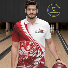 Load image into Gallery viewer, Custom White And Red Classic Retro Style Men Polo Bowling Tournament Shirt IPHW11323