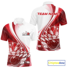 Load image into Gallery viewer, Custom White And Red Classic Retro Style Men Polo Bowling Tournament Shirt IPHW11323