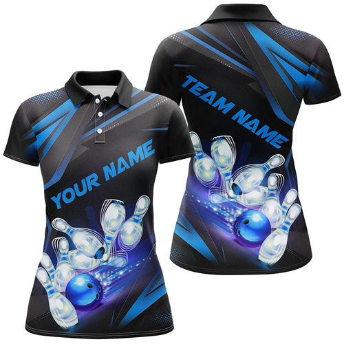 Custom Bowling Jerseys, Customize Blue Bowling Shirts For Women, Team Bowling Uniform IPHW6986