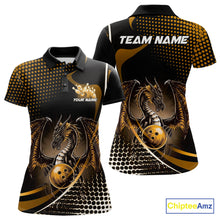 Load image into Gallery viewer, Custom Yellow Dragon Bowling Jerseys, Mystical Bowling Team Uniform Polo Shirts For Women IPHW9535