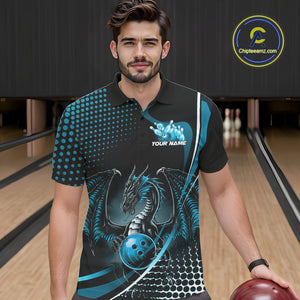 Custom Red Dragon Bowling Jerseys, Mystical Bowling Team Uniform Polo Shirts For Men IPHW9536