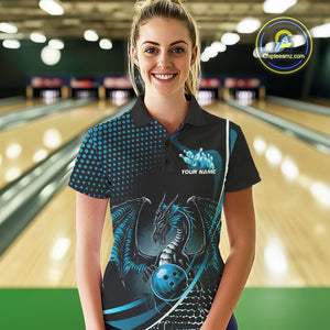 Custom Red Dragon Bowling Jerseys, Mystical Bowling Team Uniform Polo Shirts For Women IPHW9536