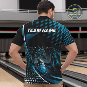 Custom Red Dragon Bowling Jerseys, Mystical Bowling Team Uniform Quarter-Zip Shirts For Men IPHW9536