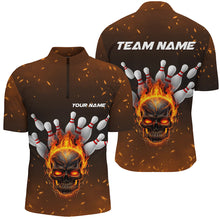 Load image into Gallery viewer, Flame Skull Custom Bowling Shirts For Men,  Skull Team Bowling Jersey Bowling Team Shirt IPHW5143