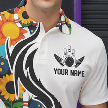 Load image into Gallery viewer, Custom Sunflower Bowling Pattern Polo Shirts For Men, Sunflower Bowling Team Shirts IPHW8439