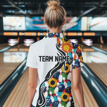 Load image into Gallery viewer, Custom Sunflower Bowling Pattern Quarter-Zip Shirt For Women, Sunflower Bowling Team Shirt IPHW8439