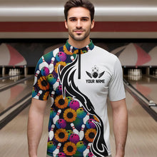 Load image into Gallery viewer, Custom Sunflower Bowling Pattern Quarter-Zip Shirts For Men, Sunflower Bowling Team Shirts IPHW8441
