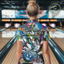 Load image into Gallery viewer, Custom Funny Graffity Bowling Polo Shirts For Women, Bowling Team Shirt IPHW9381