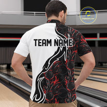 Load image into Gallery viewer, Custom Black And Red Flame Bowling Team Shirts, Bowling League Shirt Men Bowling Jersey IPHW10543