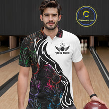 Load image into Gallery viewer, Custom Colorful Flame Bowling Team Shirts, Bowling League Shirt Men Bowling Jersey IPHW10548