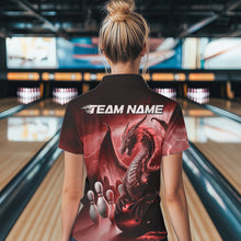 Load image into Gallery viewer, Custom Red Thunder Lightning Dragon Bowling Polo Shirts For Women, Bowling Team Uniform IPHW8952