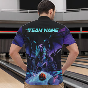 Custom Blue And Purple Dragon Bowling Jerseys, Dragon Bowling Team Quarter-Zip Shirts For Men IPHW8954