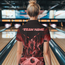 Load image into Gallery viewer, Custom Black And Red Dragon Bowling Jerseys, Dragon Bowling Team Polo Shirts For Women IPHW8955