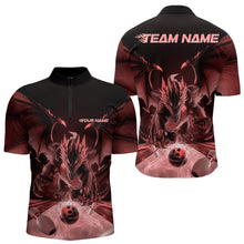 Load image into Gallery viewer, Custom Black And Red Dragon Bowling Jerseys, Dragon Bowling Team Quarter-Zip Shirts For Men IPHW8955