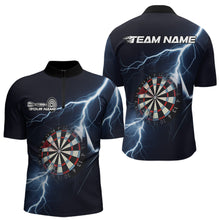 Load image into Gallery viewer, Blue Thunder Lightning Dartboard Custom Dart Quarter-Zip Shirts For Men, Dart Team League Shirt IPHW8486