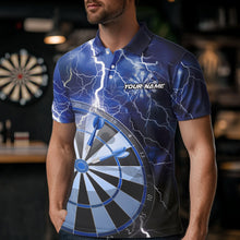 Load image into Gallery viewer, Custom Blue Thunder Lightning Dartboard Dart Polo Shirts For Men, Dart Tournament Team Shirt IPHW8488