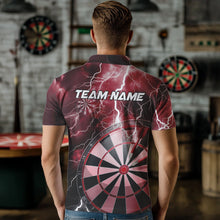 Load image into Gallery viewer, Custom Red Thunder Lightning Dartboard Dart Polo Shirts For Men, Dart Tournament Team Shirt IPHW8489
