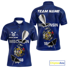 Load image into Gallery viewer, Custom Wisconsin State Flag Silver Dart Steel Tip Dart Men Polo Shirt, Dart Team Jerseys IPHW10560