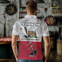 Load image into Gallery viewer, Custom California State Flag Silver Dart Steel Tip Dart Men Polo Shirt, Dart Team Jerseys IPHW10561