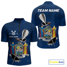 Load image into Gallery viewer, Custom New York State Flag Silver Dart Steel Tip Dart Men Quarter-Zip Shirt, Dart Team Jerseys IPHW10562