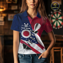 Load image into Gallery viewer, Custom Ohio State Flag Silver Dart Steel Tip Dart Women Polo Shirt, Ohio Dart Team Jerseys IPHW10563