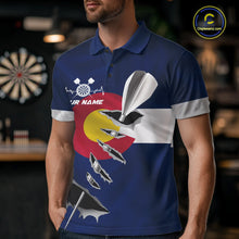 Load image into Gallery viewer, Custom Colorado State Flag Silver Dart Steel Tip Dart Men Polo Shirt, Dart Team Jerseys IPHW10568