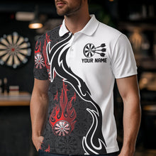 Load image into Gallery viewer, Black And Red Flame Dartboad Custom Dart Polo Shirts For Men, Dart Tournament Team Shirt IPHW8500