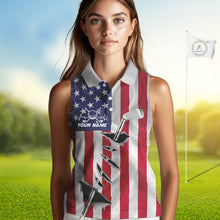 Load image into Gallery viewer, Custom US Flag Golf Club Patriotic Golf Team Shirt For Women, American Golfer Outfits IPHW10579
