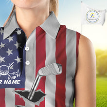 Load image into Gallery viewer, Custom US Flag Golf Club Patriotic Golf Team Shirt For Women, American Golfer Outfits IPHW10579