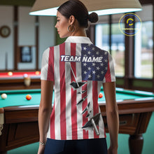 Load image into Gallery viewer, Custom US Flag Silver Billiard Cue Patriotic Billiard 8 Ball Shirts For Women Team Jerseys IPHW10585
