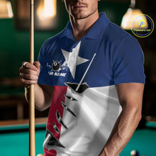 Load image into Gallery viewer, Custom Texas State Flag Silver Billiard Cue Patriotic Billiard 8 Ball Shirts For Men IPHW10587