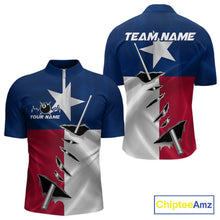 Load image into Gallery viewer, Custom Texas State Flag Silver Billiard Cue Patriotic Billiard 8 Ball Shirts For Men IPHW10587