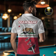Load image into Gallery viewer, Custom California State Flag Silver Billiard Cue Patriotic Billiard 8 Ball Shirts For Men IPHW10586