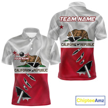 Load image into Gallery viewer, Custom California State Flag Silver Billiard Cue Patriotic Billiard 8 Ball Shirts For Men IPHW10586