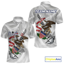 Load image into Gallery viewer, Custom Illinois State Flag Silver Bowling Ball And Pin Patriotic Bowling Shirts For Men IPHW10591