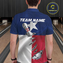 Load image into Gallery viewer, Custom Texas State Flag Silver Bowling Ball And Pin Patriotic Bowling Shirts For Men IPHW10592