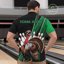 Load image into Gallery viewer, Black And Green Custom Funny Turkey Bowling Men Shirts, Bowling League Team Shirt IPHW10801
