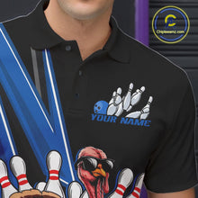 Load image into Gallery viewer, Black And Blue Custom Funny Turkey Bowling Men Shirts, Bowling League Team Shirt IPHW10804