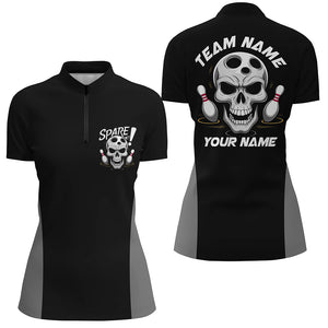 Custom Skull Bowling Shirts For Women, Spare Me Bowlers Outfit Bowling Apparel IPHW6699