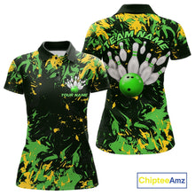 Load image into Gallery viewer, Custom Green And Yellow Camo Women Bowling League Shirt, Bowlers Jerseys Tournament Outfit IPHW10620