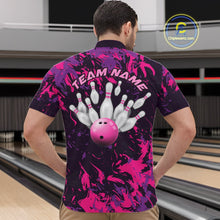 Load image into Gallery viewer, Custom Purple And Pink Camo Men Bowling League Shirt, Bowlers Jerseys Tournament Outfit IPHW10621