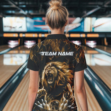 Load image into Gallery viewer, Custom Black And Yellow Flame Lion Bowling Women Polo Shirts, Lion Bowling Team Uniform IPHW8984