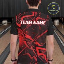 Load image into Gallery viewer, Custom Black And Red Lightning Crack Modern Bowling Team Polo Shirt For Men And Women IPHW11097