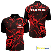 Load image into Gallery viewer, Custom Black And Red Lightning Crack Modern Bowling Team Quarter-Zip Shirt For Men And Women IPHW11097