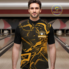 Load image into Gallery viewer, Custom Black And Yellow Lightning Crack Modern Bowling Team Quarter-Zip Shirt For Men And Women IPHW11100